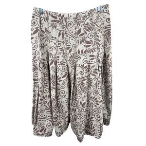 J. Jill Long Maxi Skirt Women's Size 4 Sand and Brown Floral Side Zip Pleated